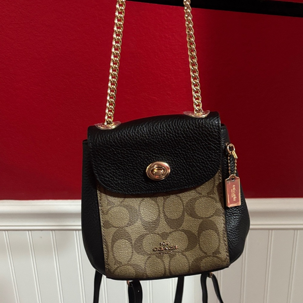 Coach Black and Brown Signature Backpack